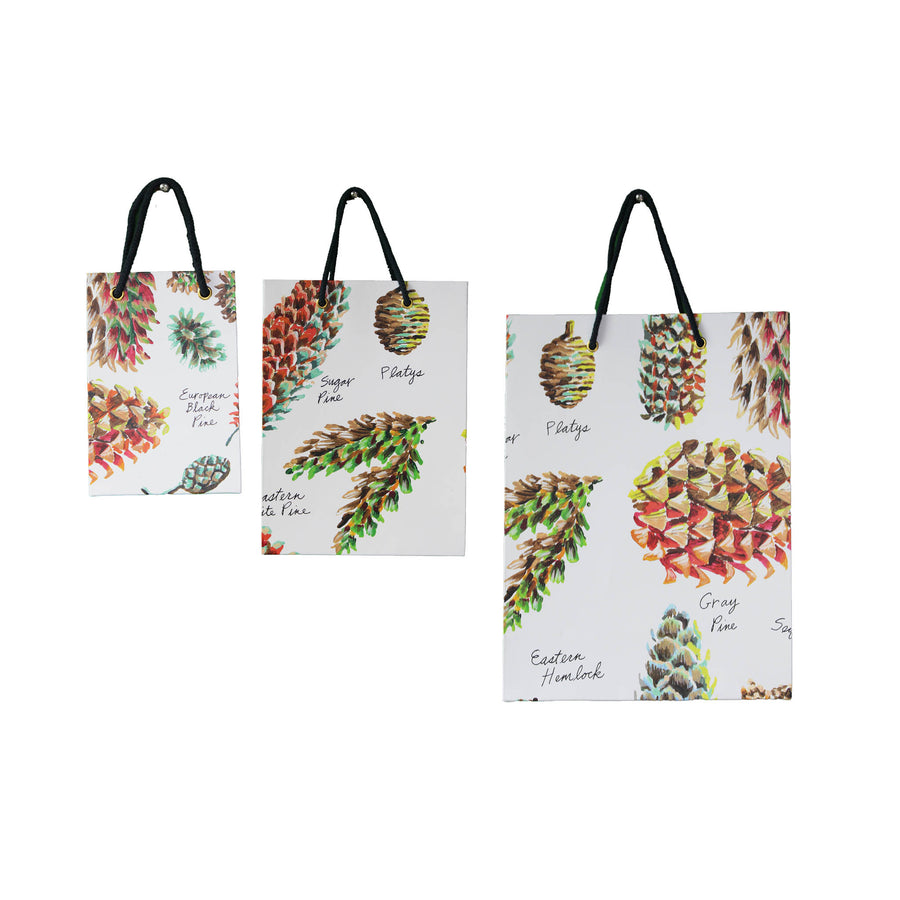 Paper Gift Bag Set - Pinecones
