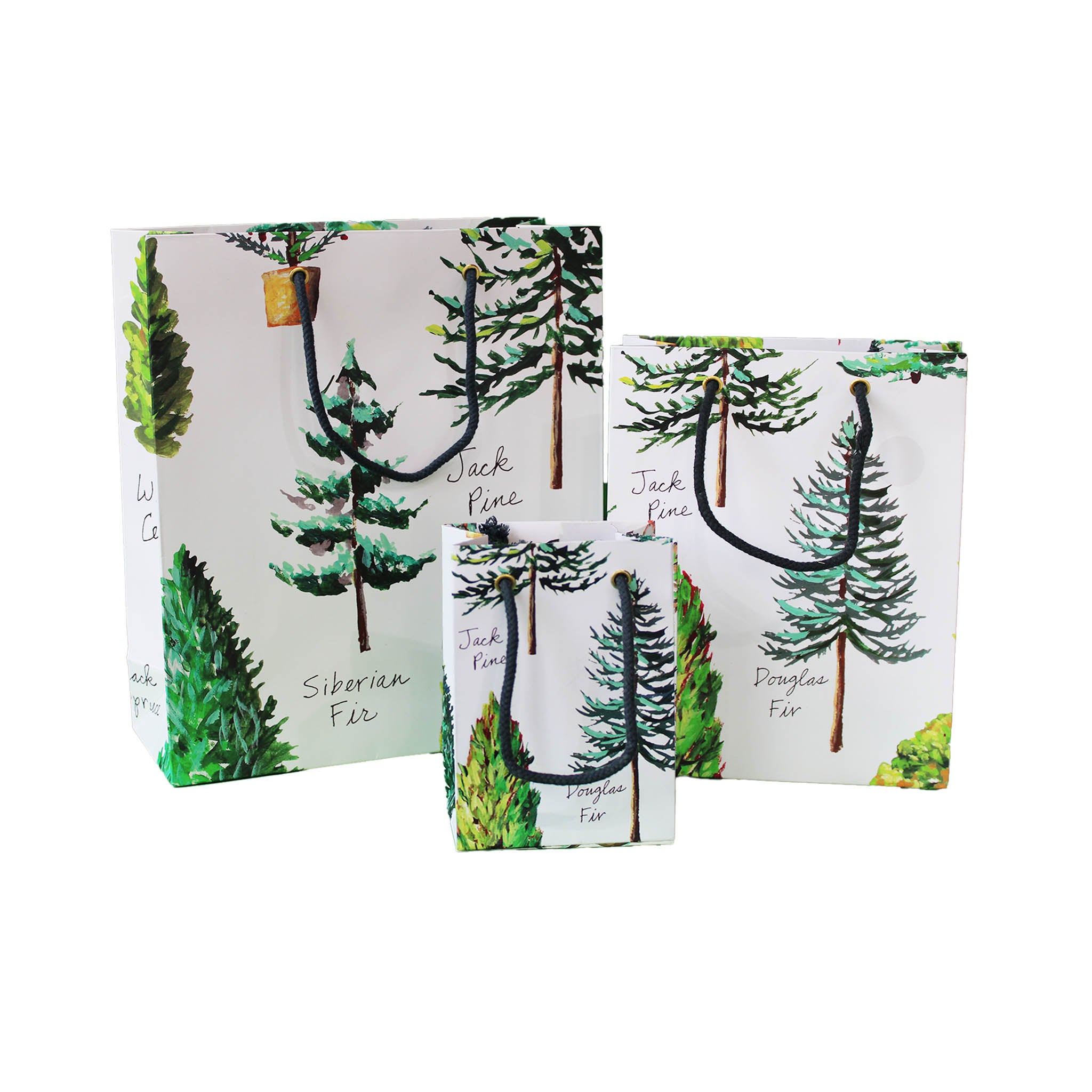 Christmas Pines Paper Gift Bag Set