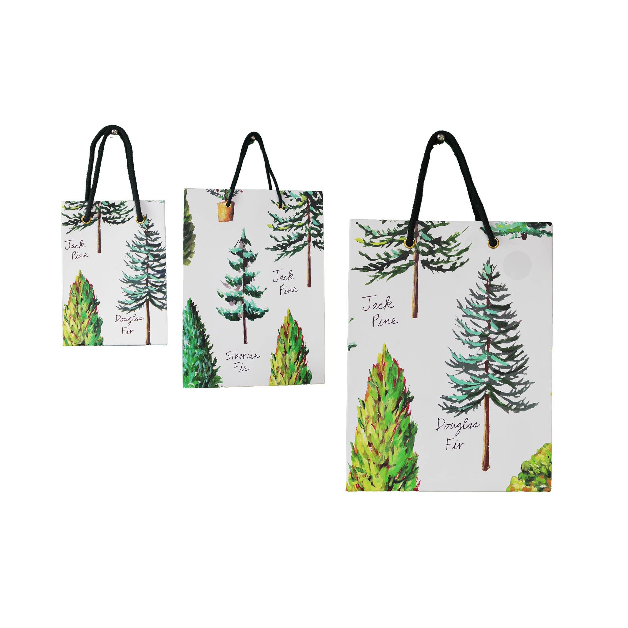 Christmas Pines Paper Gift Bag Set