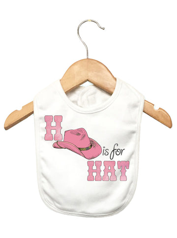 H is For Hat Pink Baby Bib