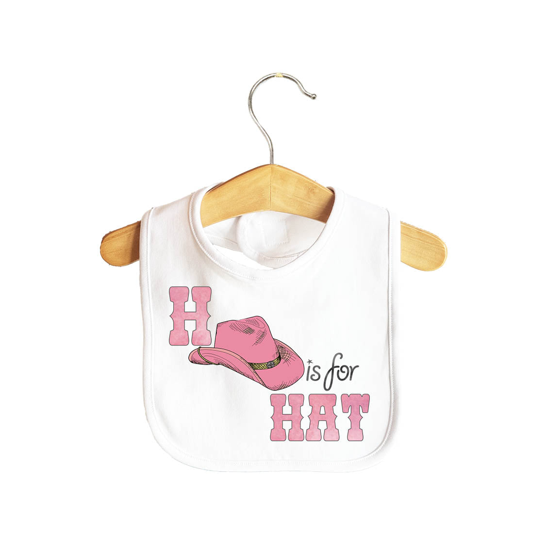 H is For Hat Pink Baby Bib