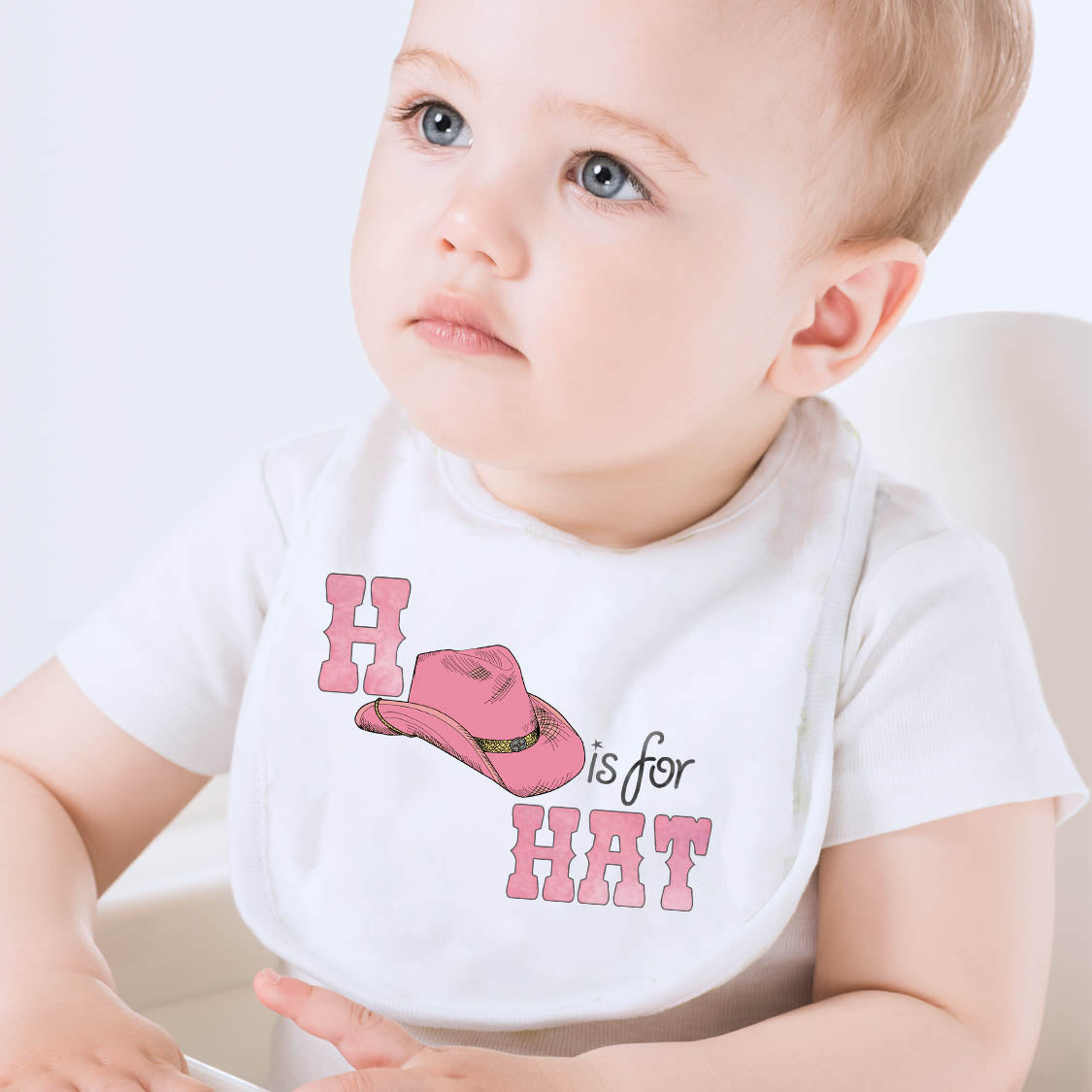 H is For Hat Pink Baby Bib