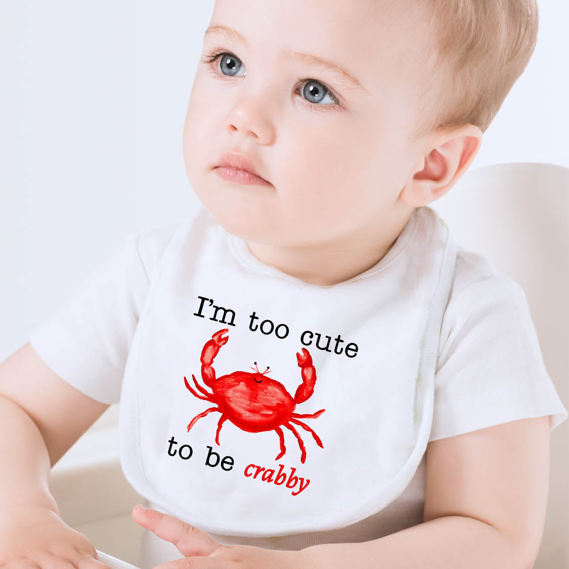 Too Cute To Be Crabby Baby Bib