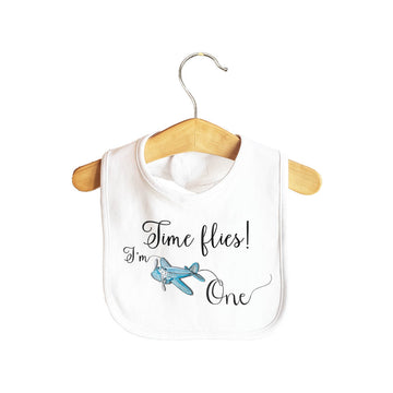 Time Flies I'm One Boy Baby Bib