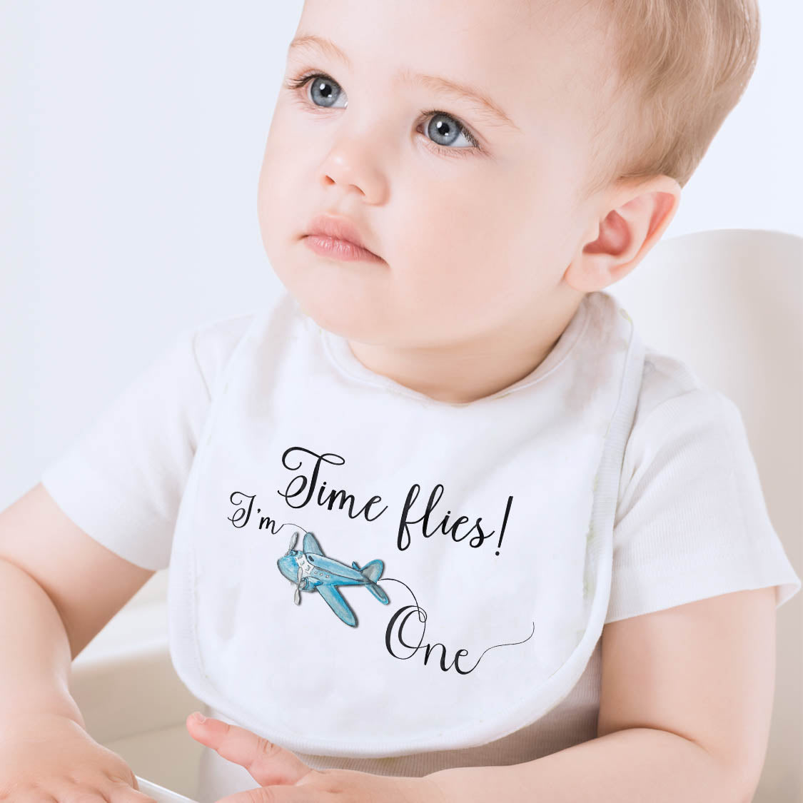 Time Flies I'm One Boy Baby Bib