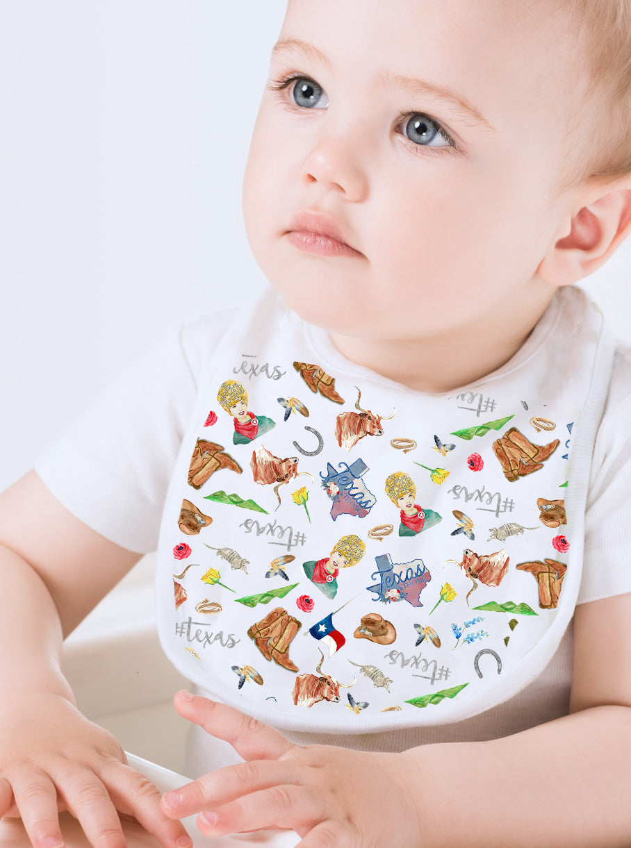 Texas Collage Baby Bib