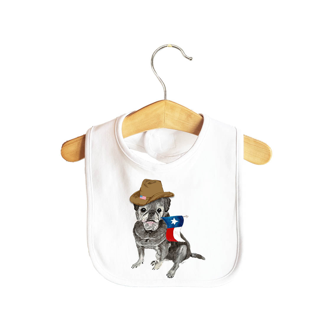 Texas Pug Baby Bib