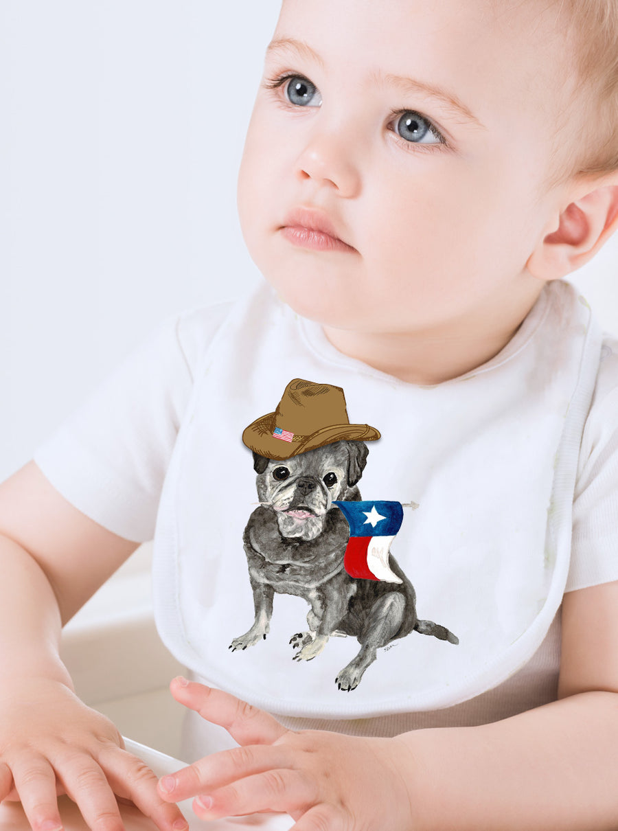 Texas Pug Baby Bib