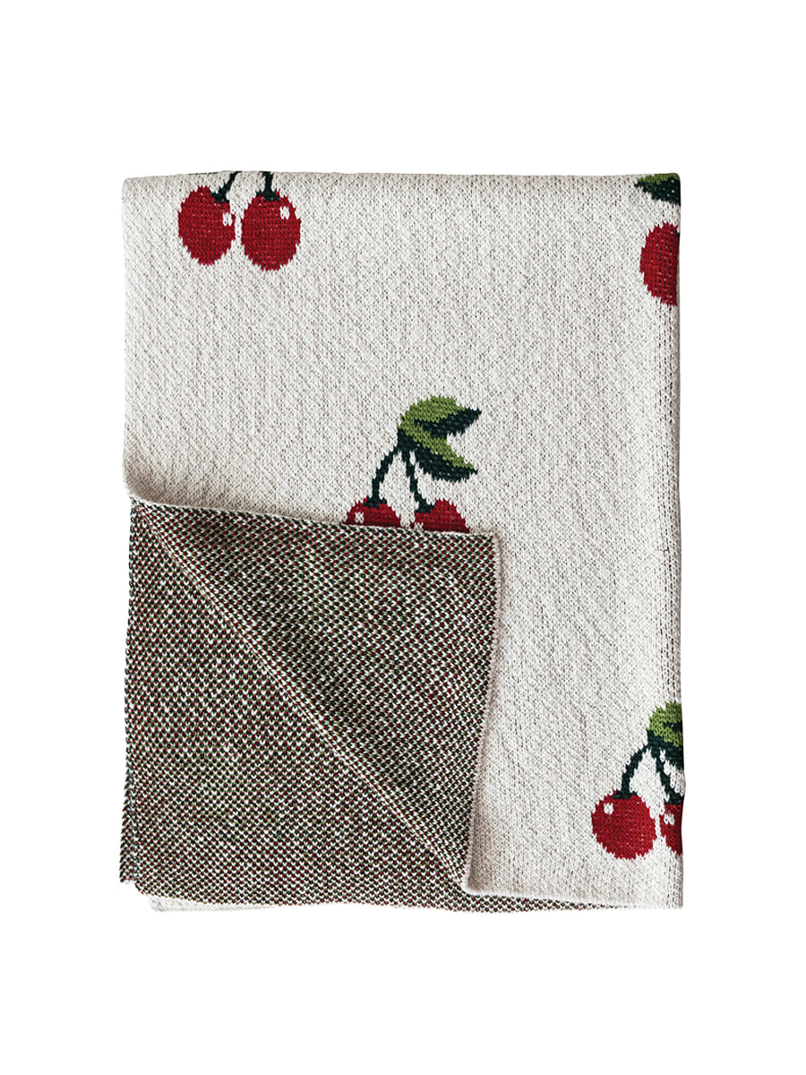 Cherries Cotton Knit Baby Blanket