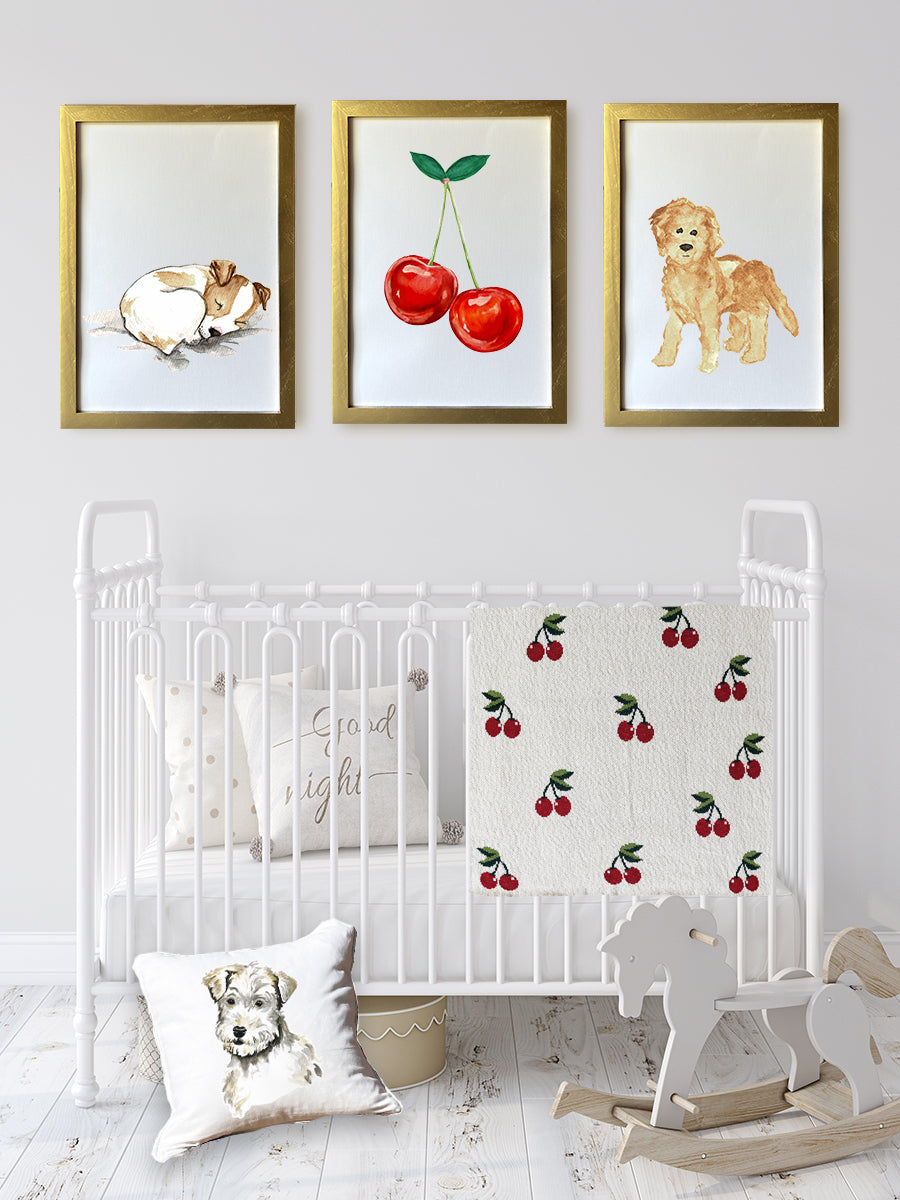 Cherries Cotton Knit Baby Blanket