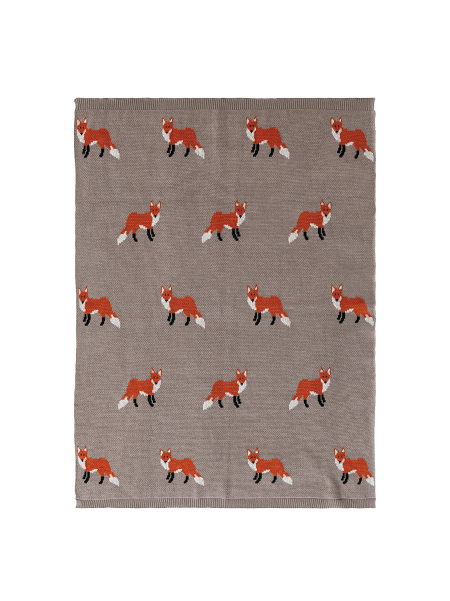 Fox Cotton Knit Baby Blanket