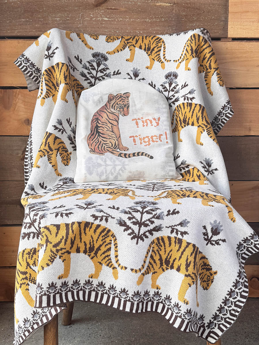Tiger Cotton Knit Baby Blanket