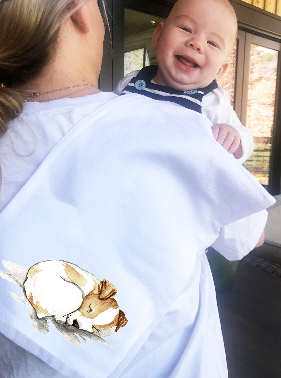 Sleeping Jack Russel Burp Cloth