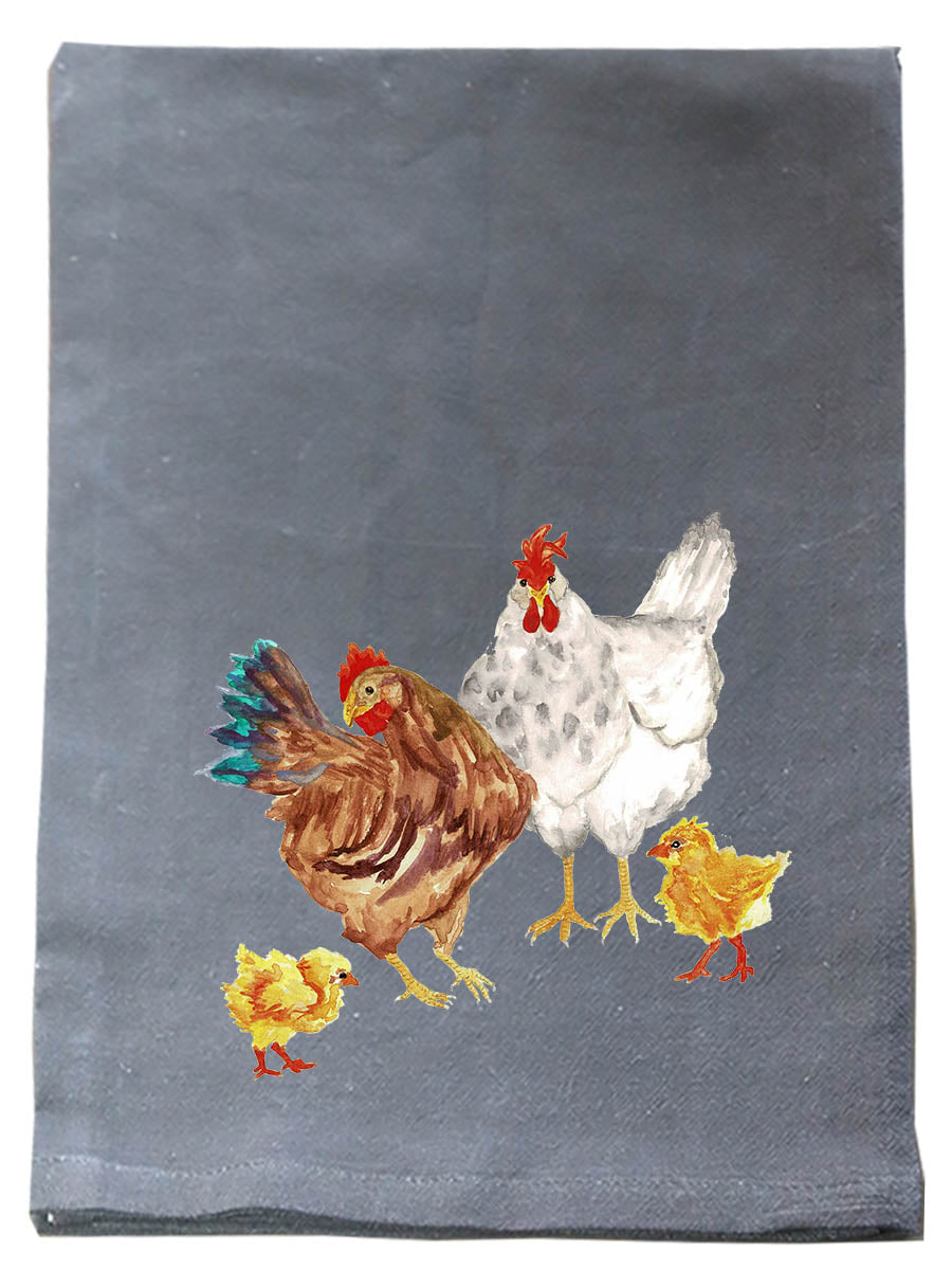 Chicken Family Black Kitchen Towel