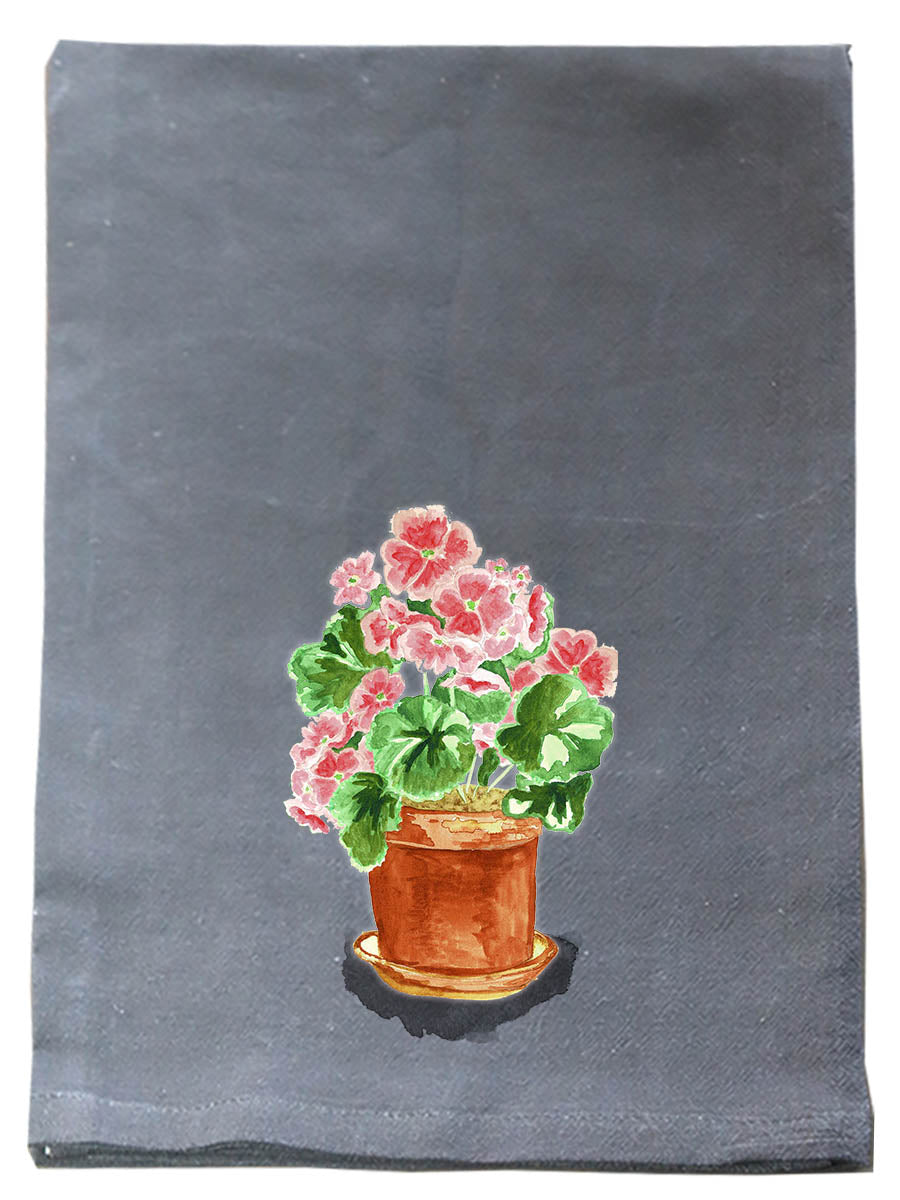 Geraniums Black Kitchen Towel
