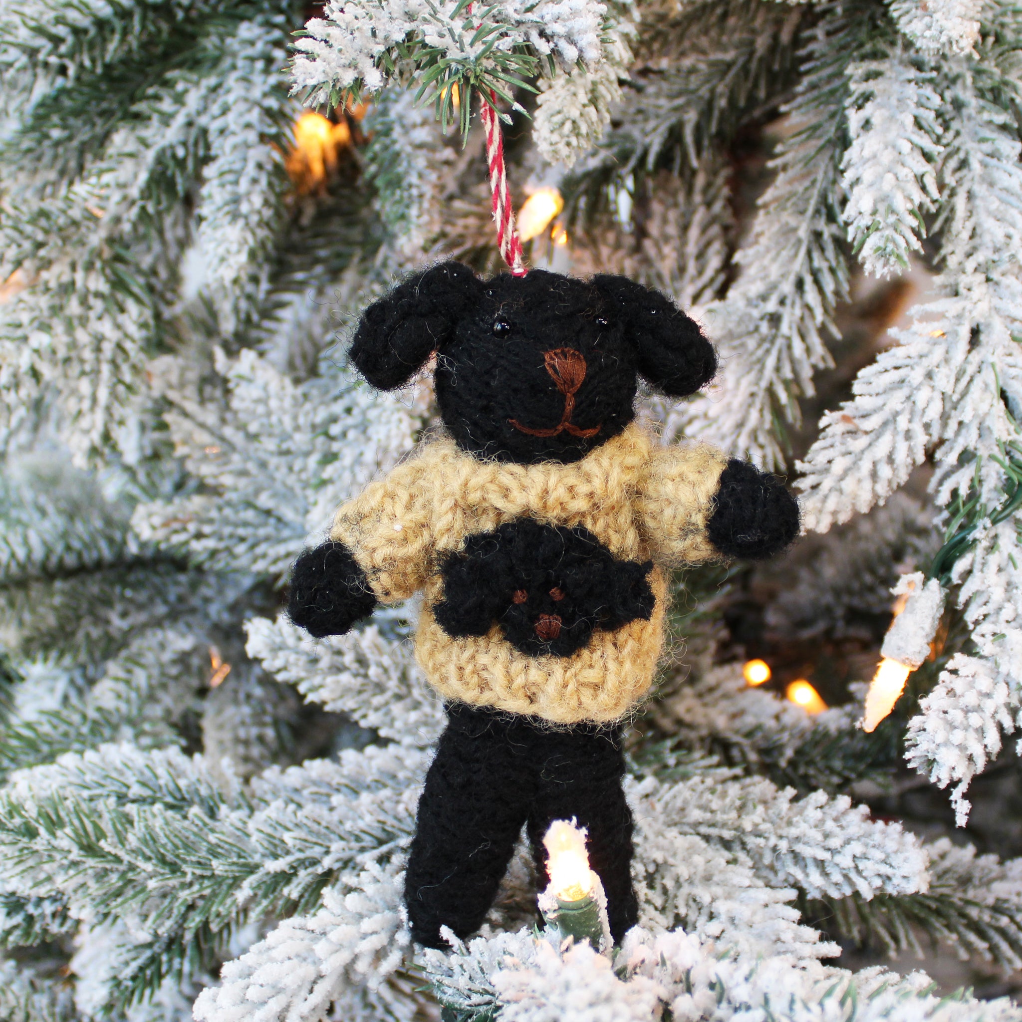 Black Curly Doodle With Curly Doodle Sweater Ornament (LIMITED QUANTITY)