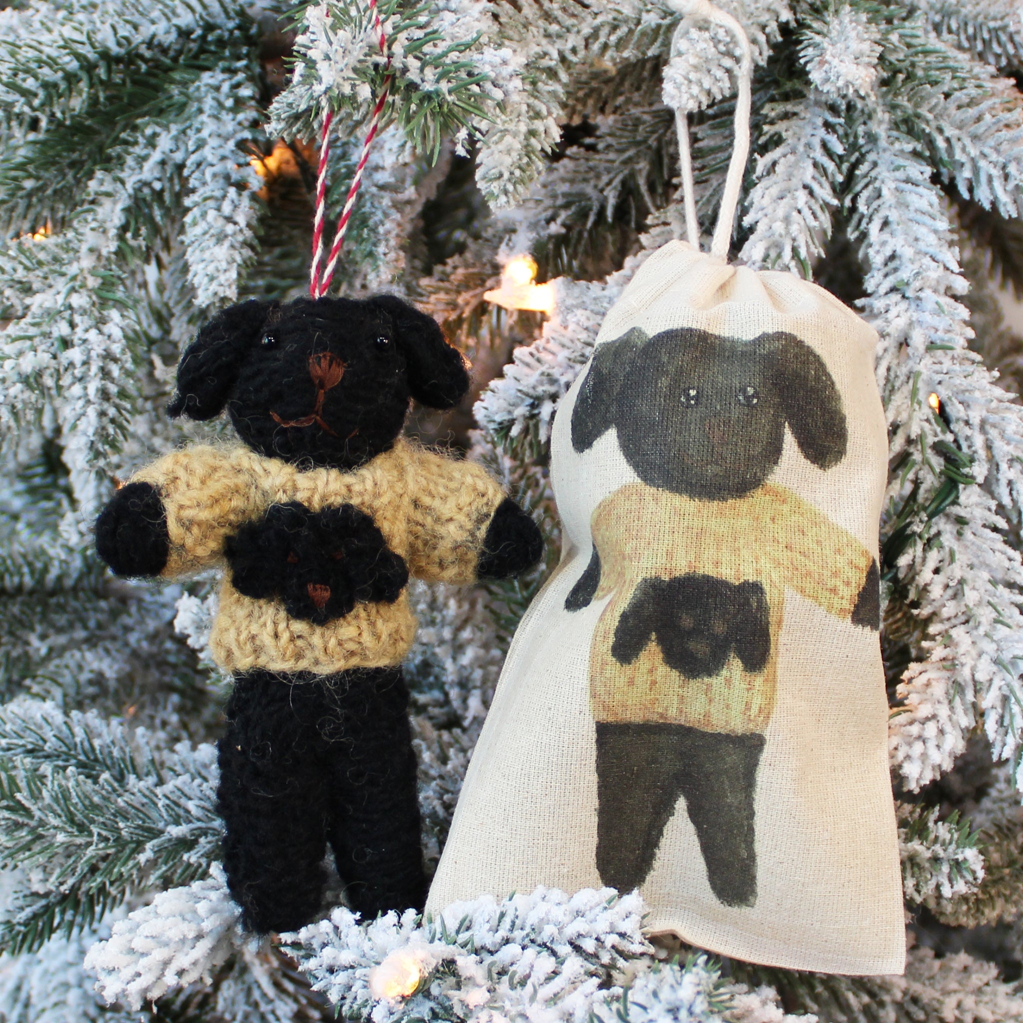 Black Curly Doodle With Curly Doodle Sweater Ornament (LIMITED QUANTITY)