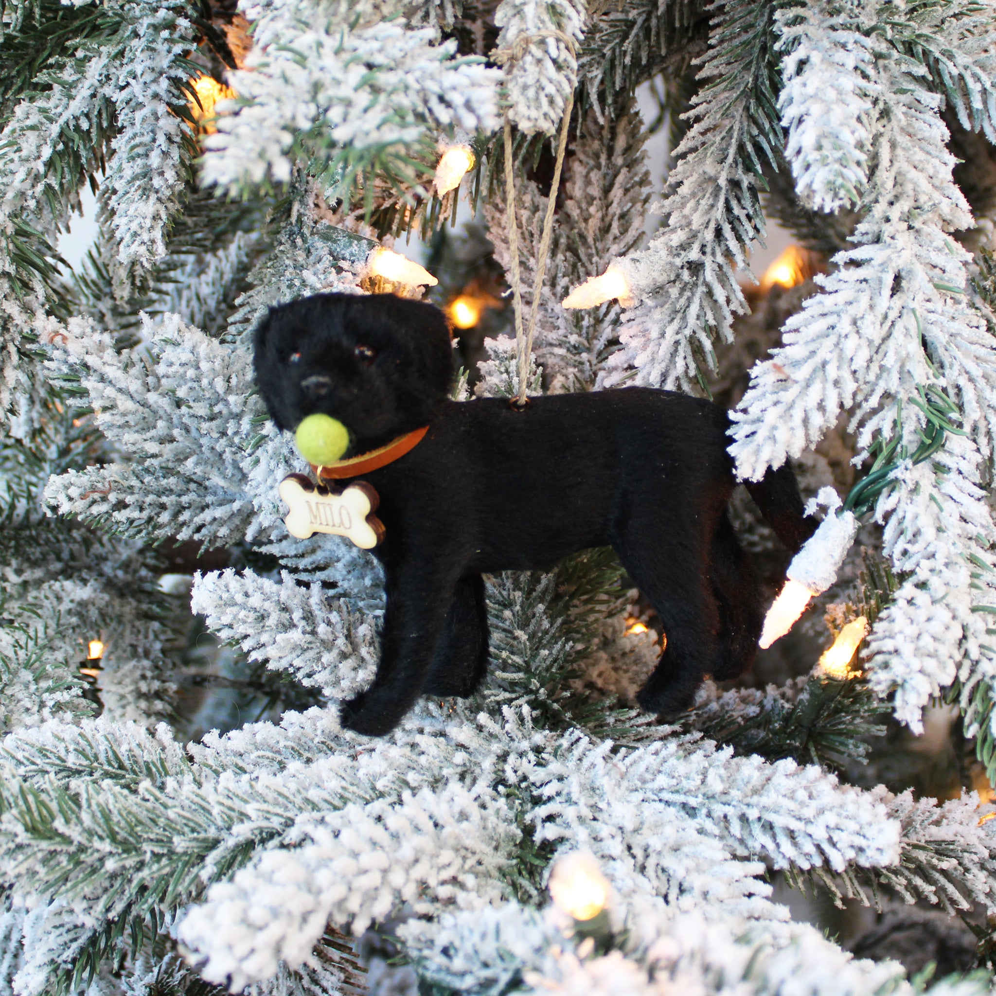 Personalized Christmas Dog Ornament with Custom Name Tag