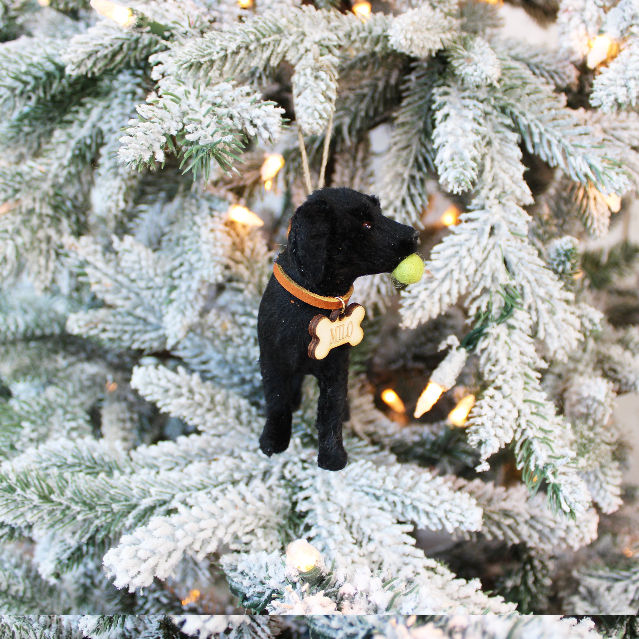Personalized Christmas Dog Ornament with Custom Name Tag