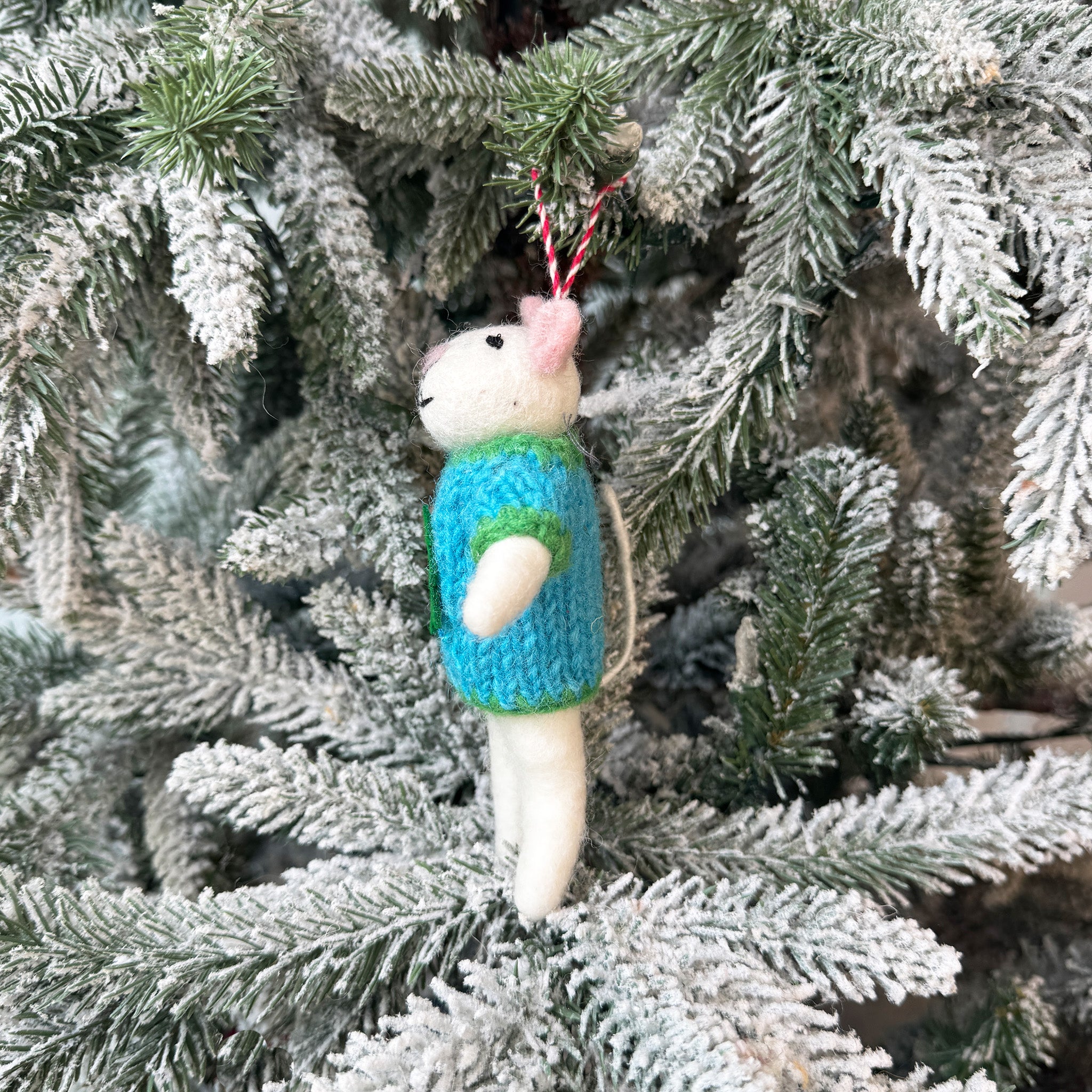 Pine Christmas Tree Sweater Mice Ornament