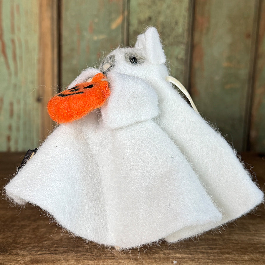 Trick or Treating Mouse in Ghost Costume