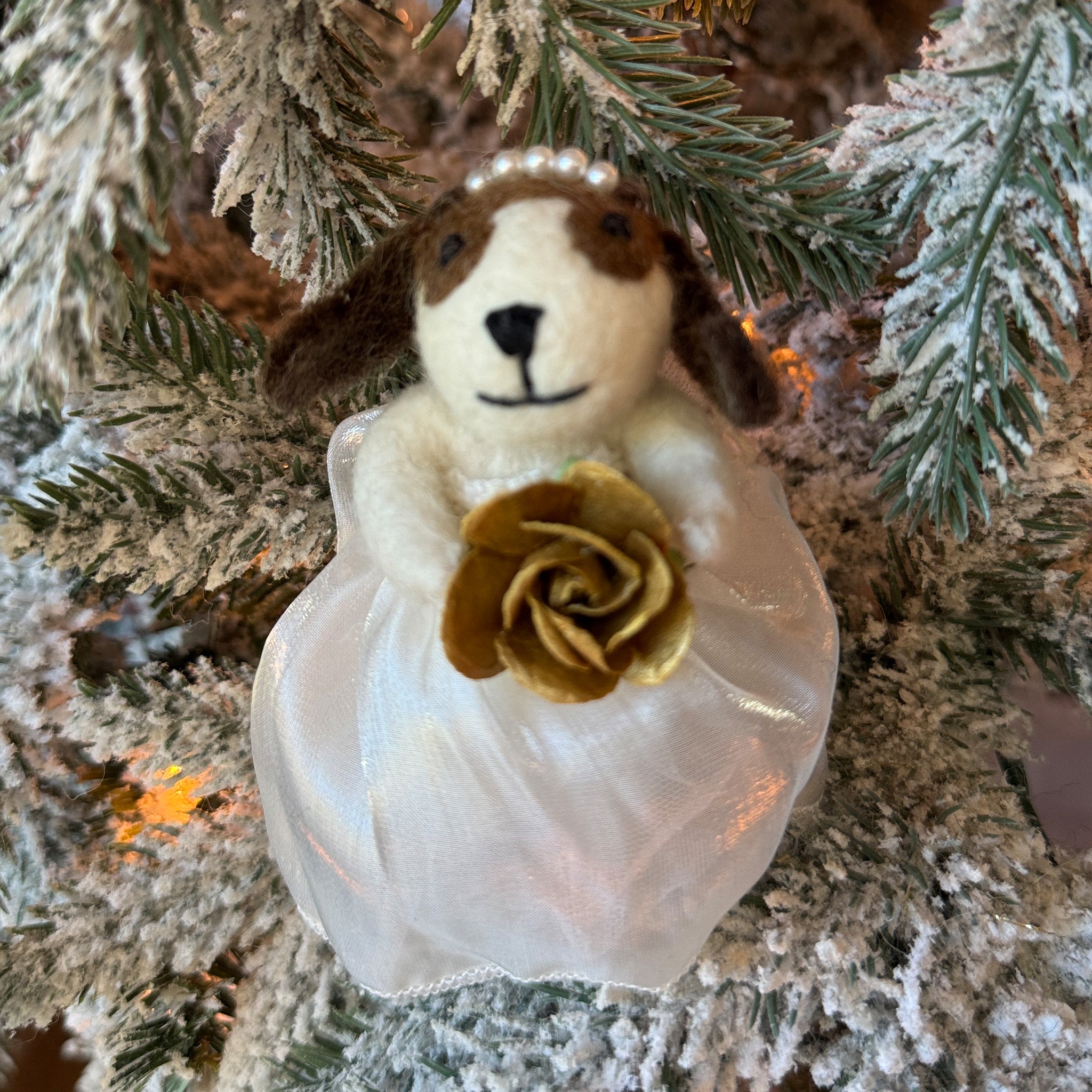 Bride and Groom Dog Ornament Set