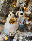 Bride and Groom Dog Ornament Set