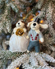 Bride and Groom Dog Ornament Set