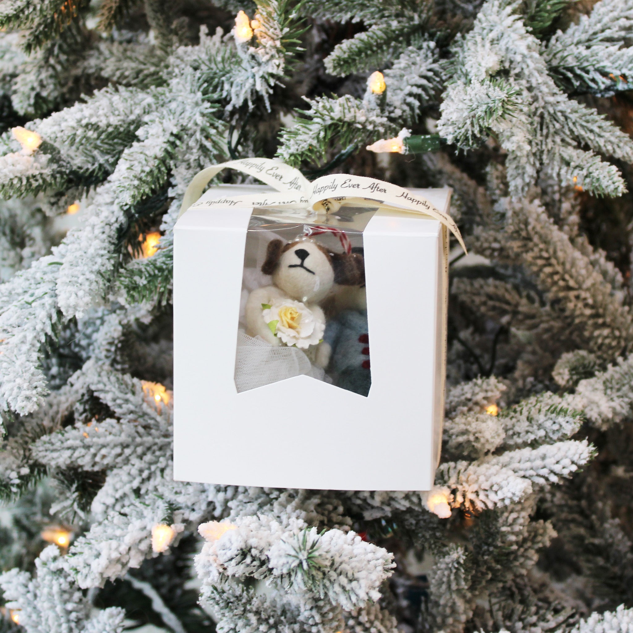 Bride and Groom Dog Ornament Set