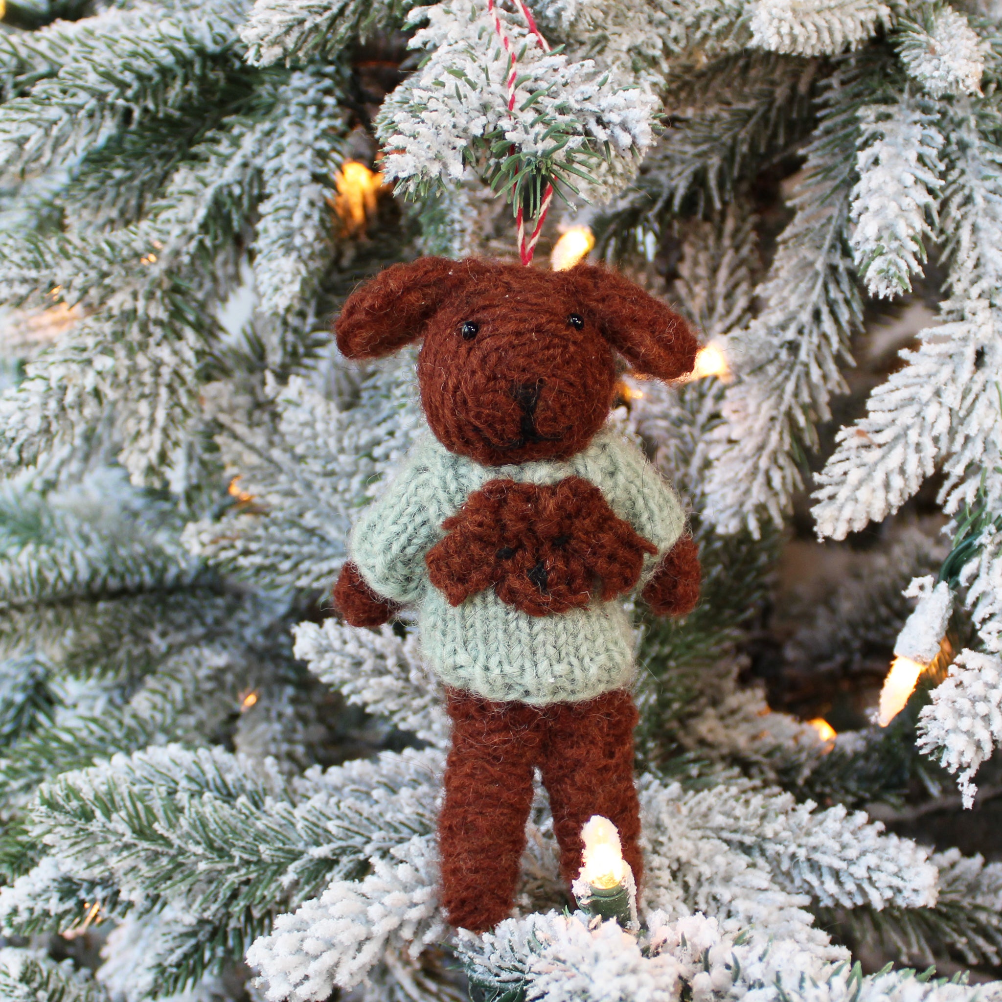 Brown Curly Doodle With Curly Doodle Sweater Ornament (LIMITED QUANTITY)
