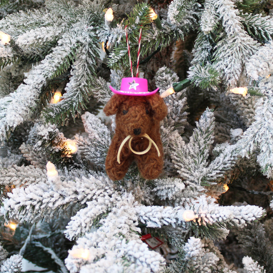 Cowboy Curly Doodle Dog Ornament  (LIMITED QUANTITIES)