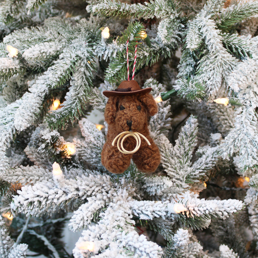 Cowboy Curly Doodle Dog Ornament  (LIMITED QUANTITIES)