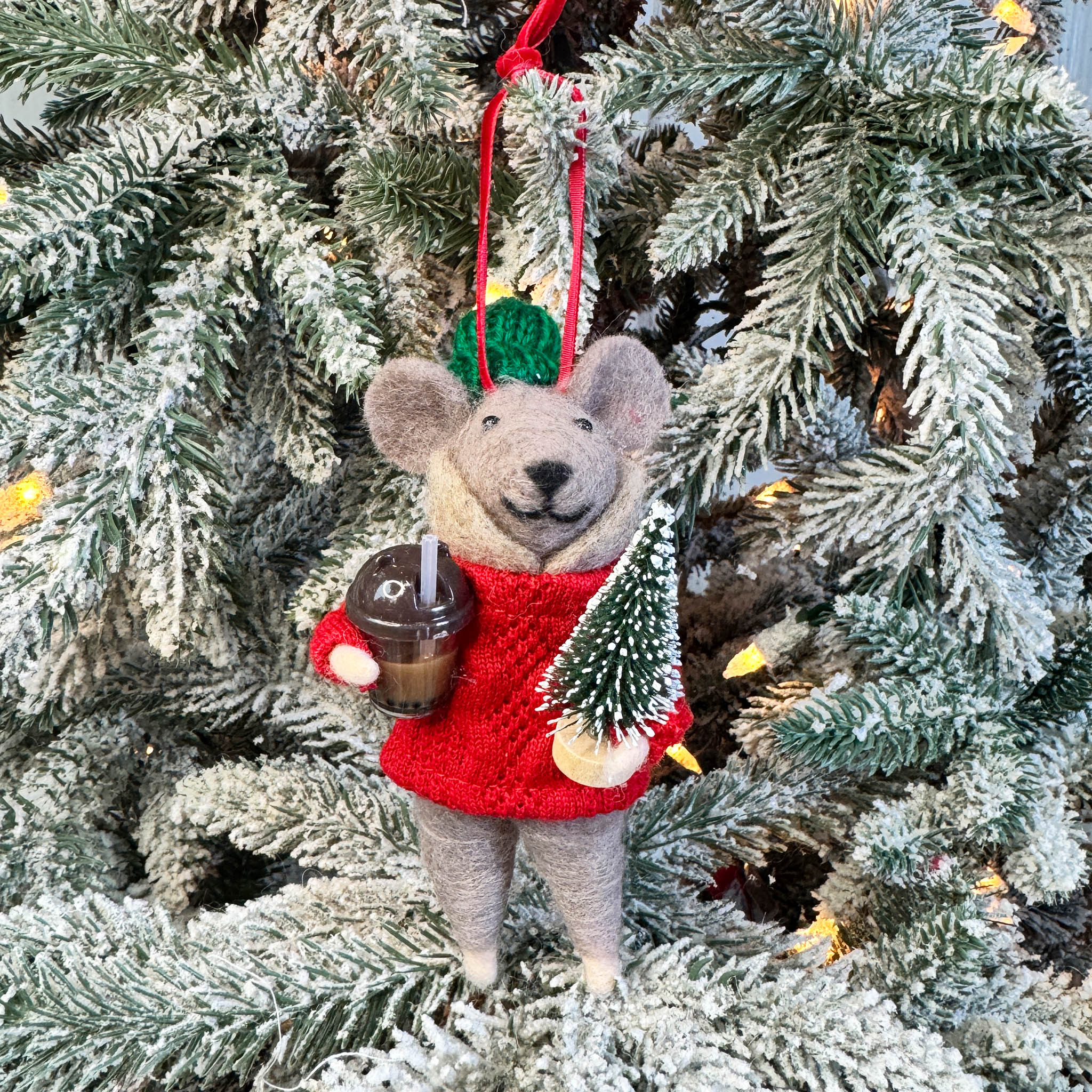 Bubble Tea Mouse Ornament