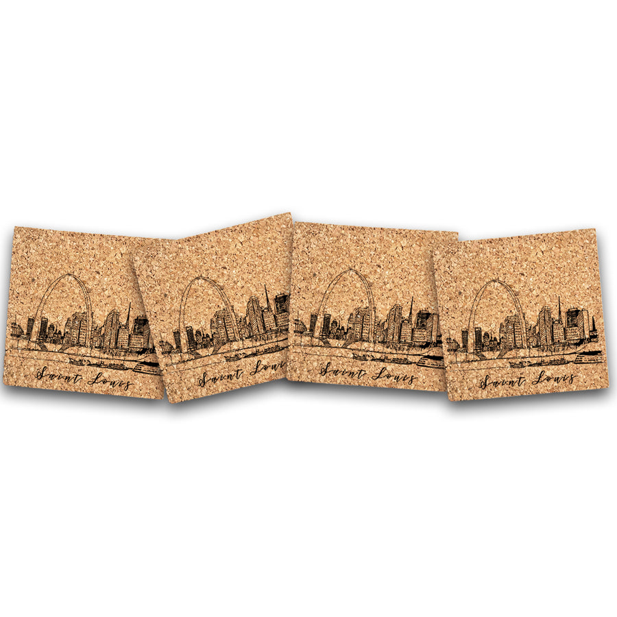 Saint Louis Skyline Cork Coasters - Set of 4