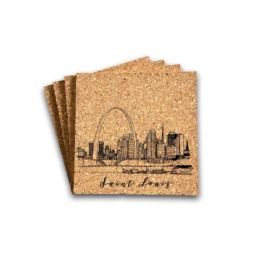 Saint Louis Skyline Cork Coasters - Set of 4