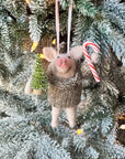 Candy Cane Pig Ornament