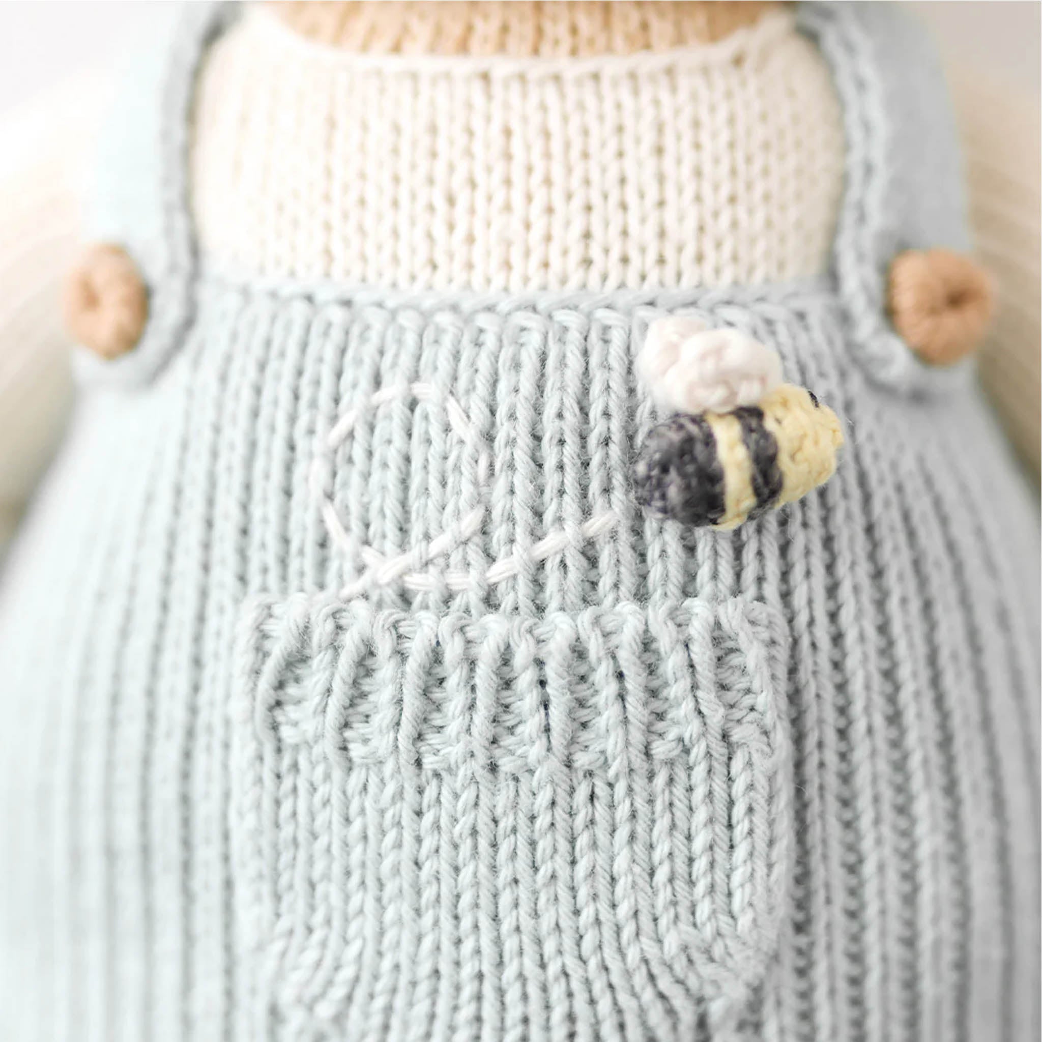 Charlie The Honey Bear- Hand Knit Cuddle + Kind Doll with Personalized Bag