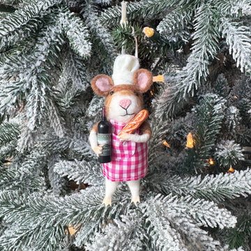 Restaurant Mouse with Cheese and Baguette Ornament