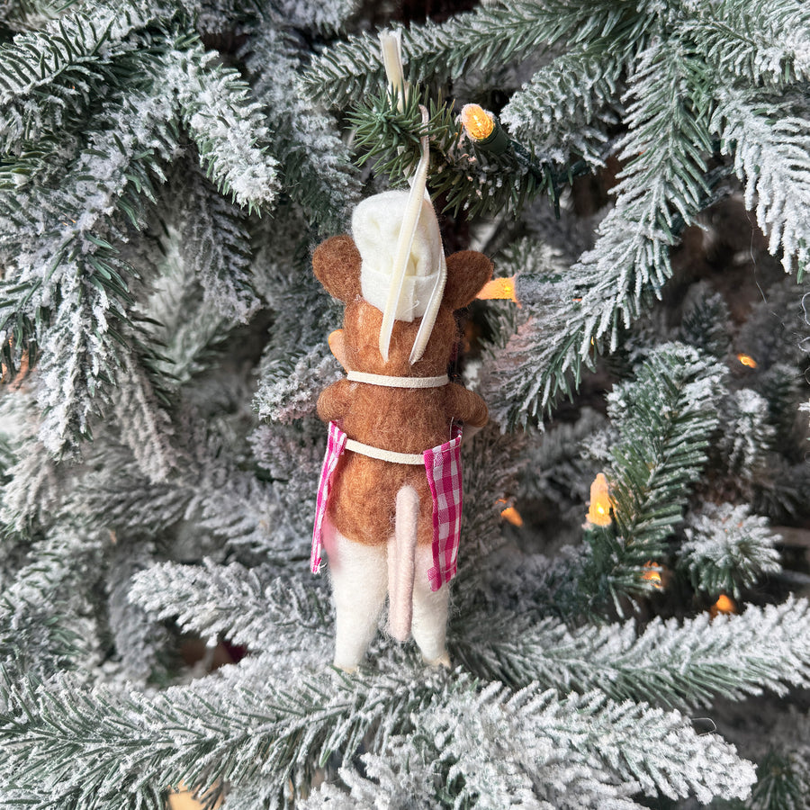 Restaurant Mouse with Cheese and Baguette Ornament