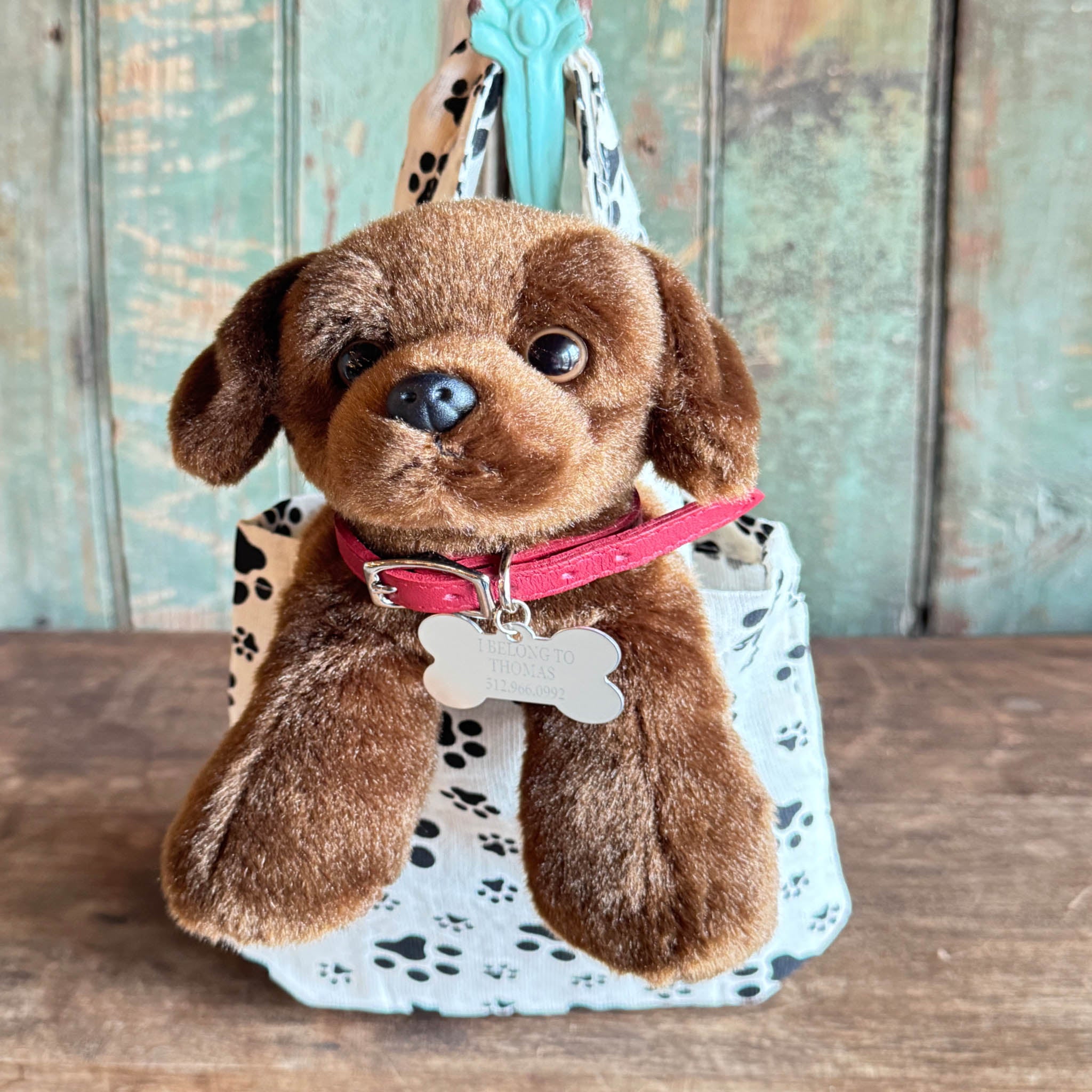 Mini Plush Puppy Dog Toy With Personalized Tag