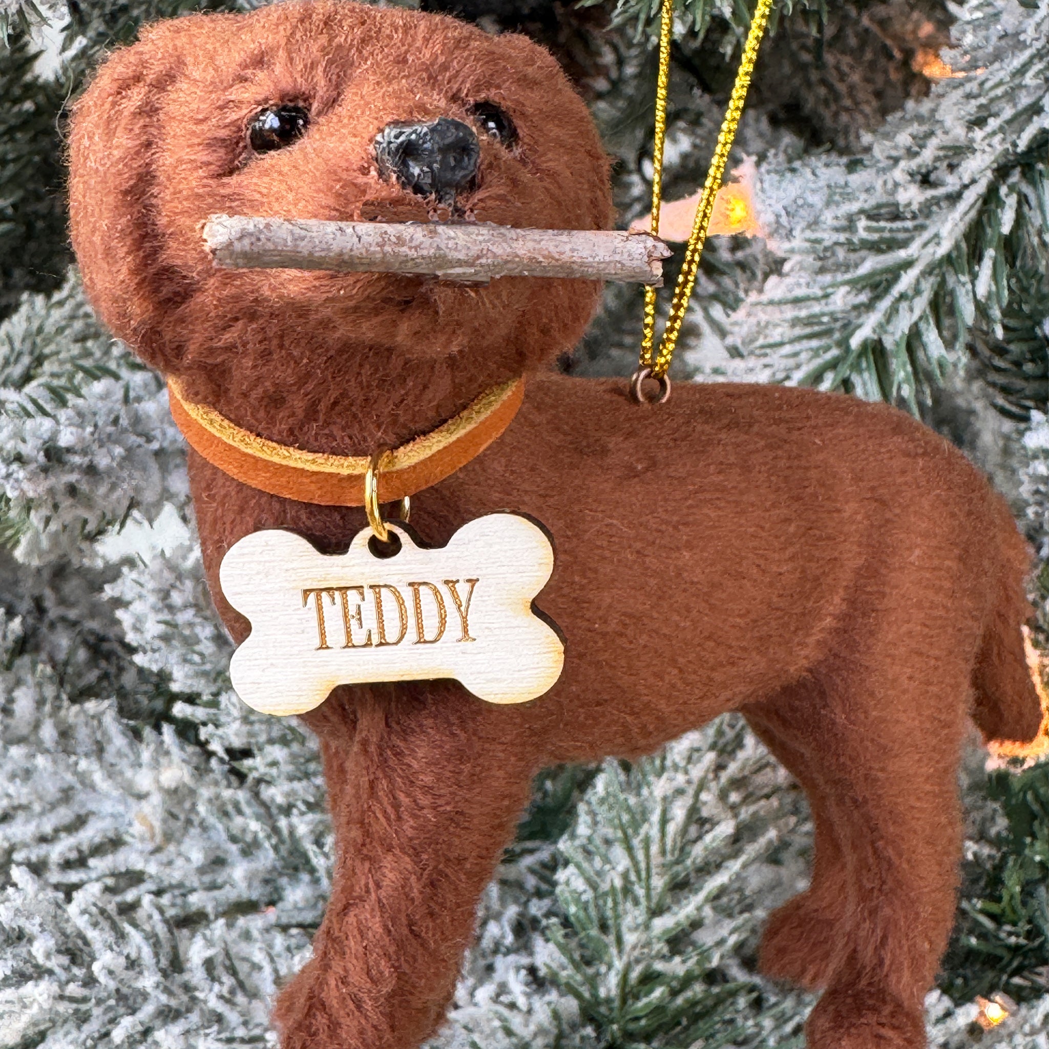 Personalized Christmas Dog Ornament with Custom Name Tag