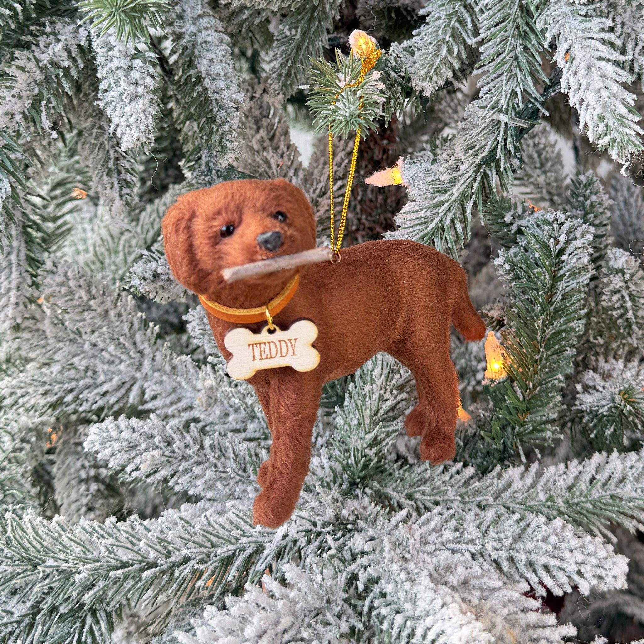 Personalized Christmas Dog Ornament with Custom Name Tag