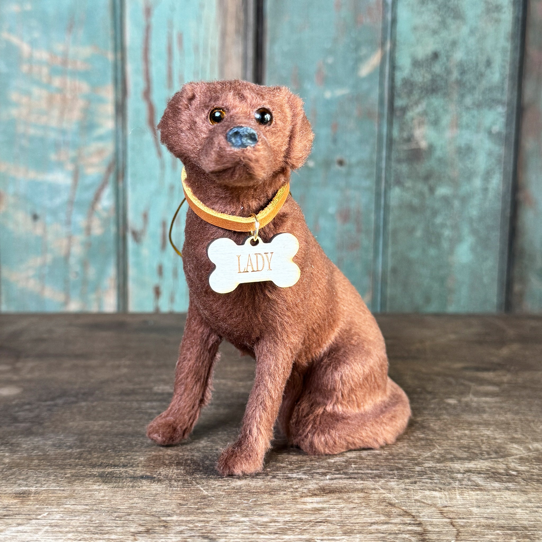 Sitting Labrador Retriever Ornament – Custom Name & Fetch Design