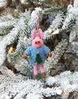 Christmas Tree Pig With String Lights Ornament