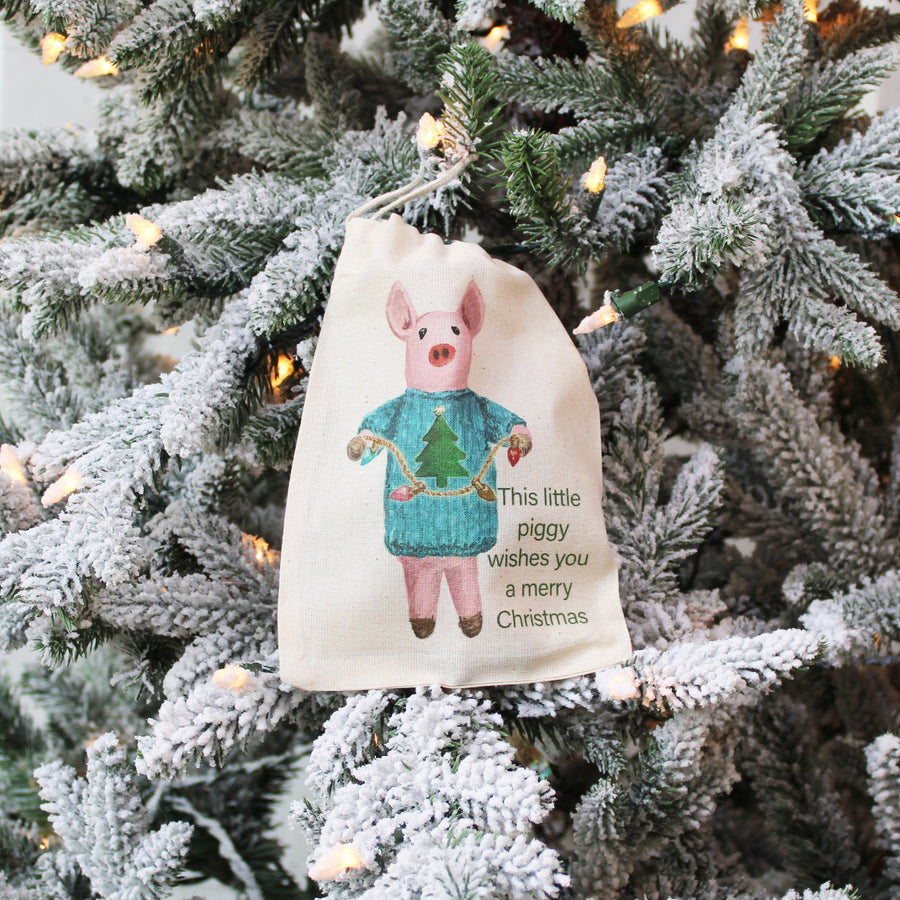 Christmas Tree Pig With String Lights Ornament