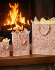 Pink & Gold Holiday Paper Gift Bag Set