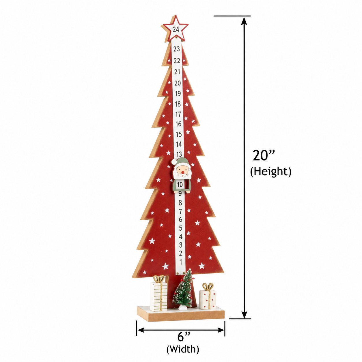 Wooden Christmas Countdown Advent Calendar with Moveable Santa