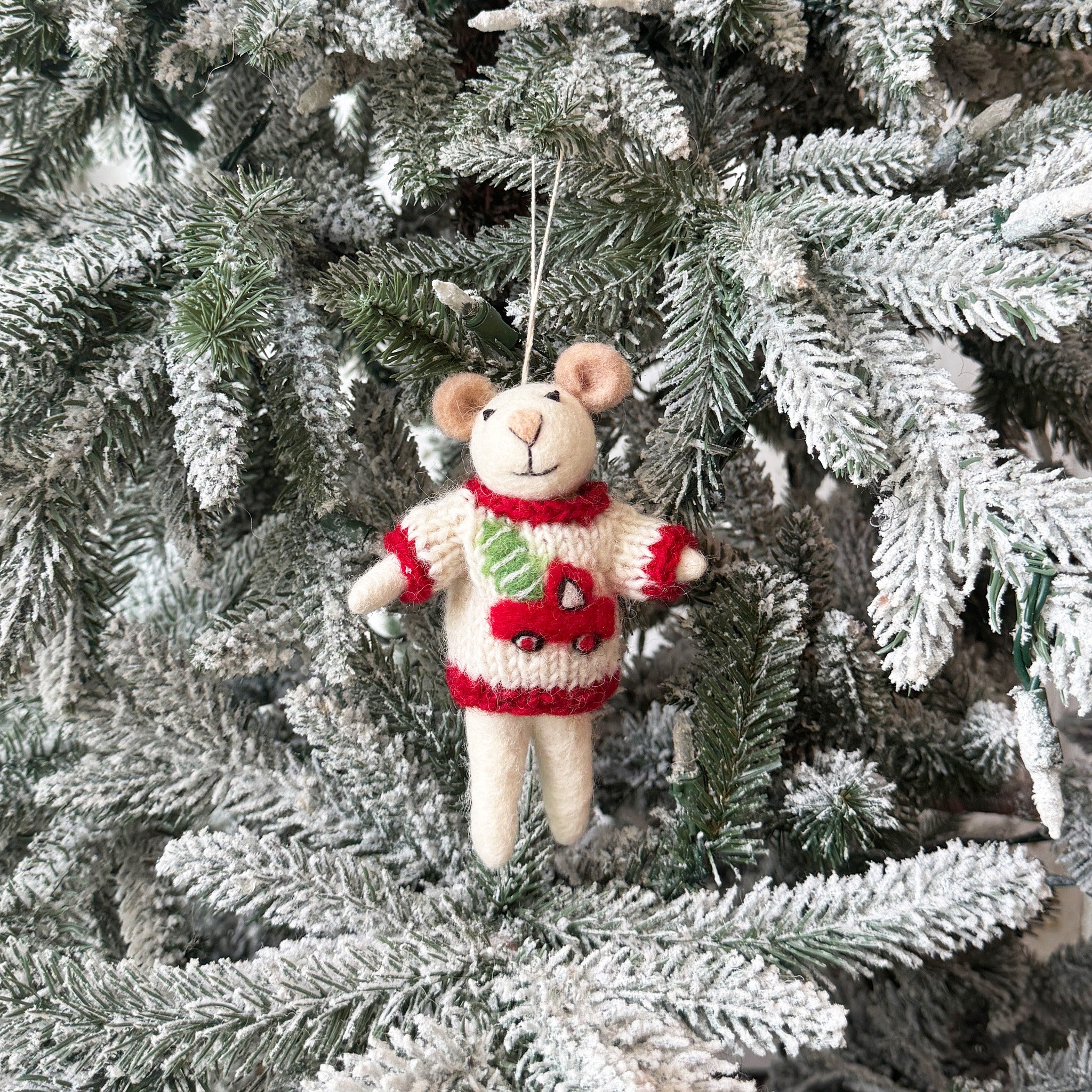 Red Truck Sweater Mice Ornament
