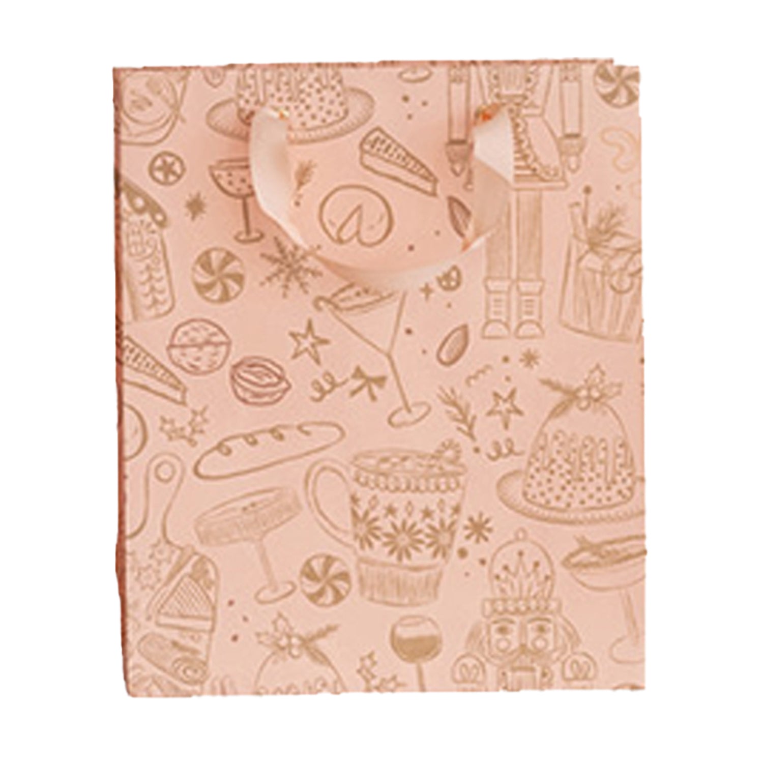 Pink & Gold Holiday Paper Gift Bag Set