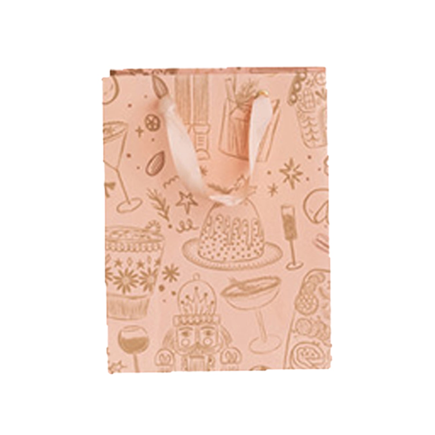 Pink & Gold Holiday Paper Gift Bag Set